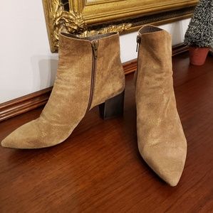 Coclico Gold Shimmer Tan ankle booties